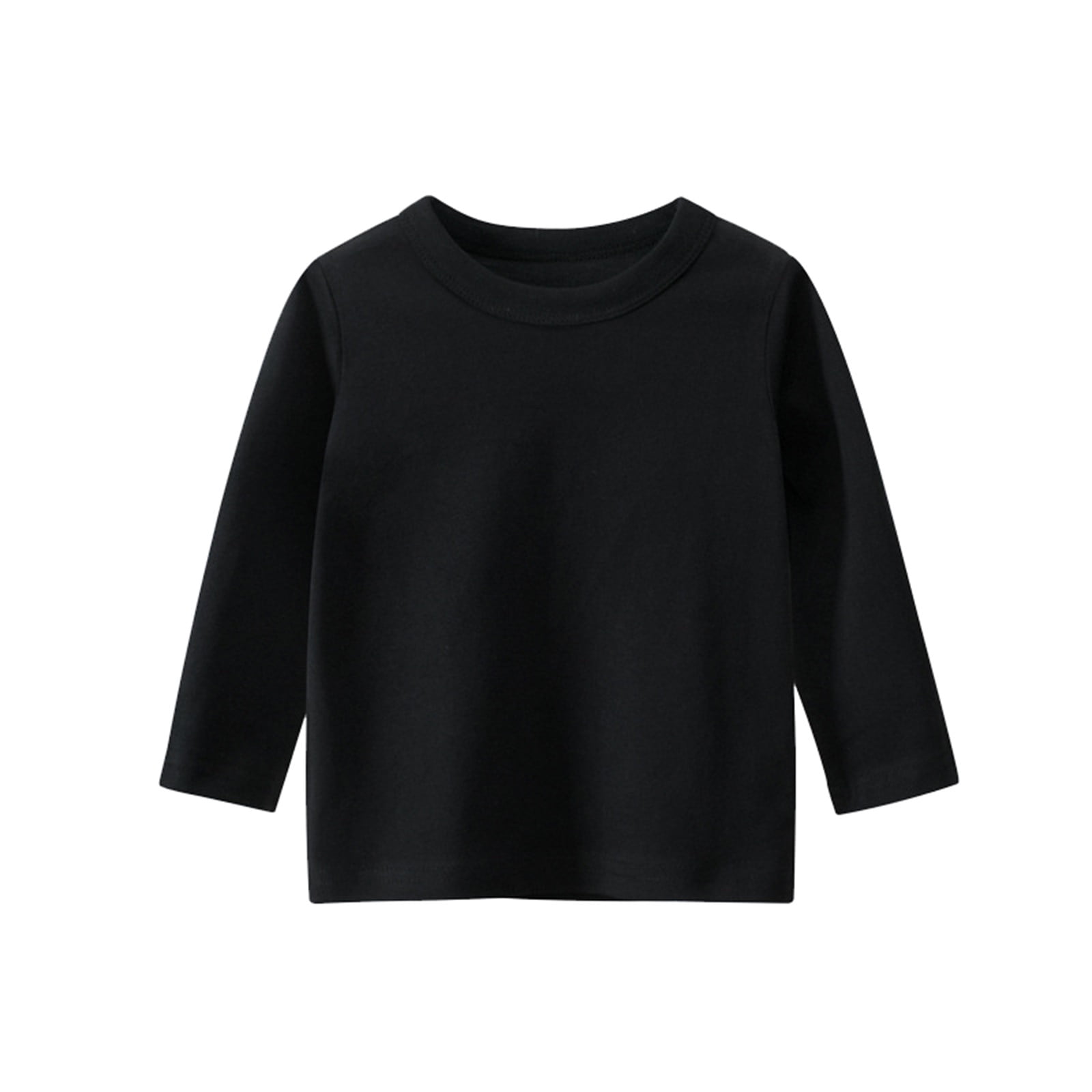 Boys Shirts Toddler Kids Long Sleeve Basic T Shirt Casual Solid Color Tees Shirt Boys' Tops Black 2 Years-3 Years
